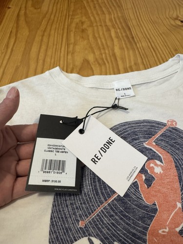 NWT Re/Done Aspen Ski Classic Graphic Tee in Vintage White Graphic Tee Size LRG - Picture 6 of 11