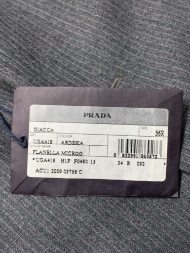 Prada Milano Blazer Mens 56R Gray Coat Jacket Wool Luxury Flanella Dressy New - Picture 3 of 12