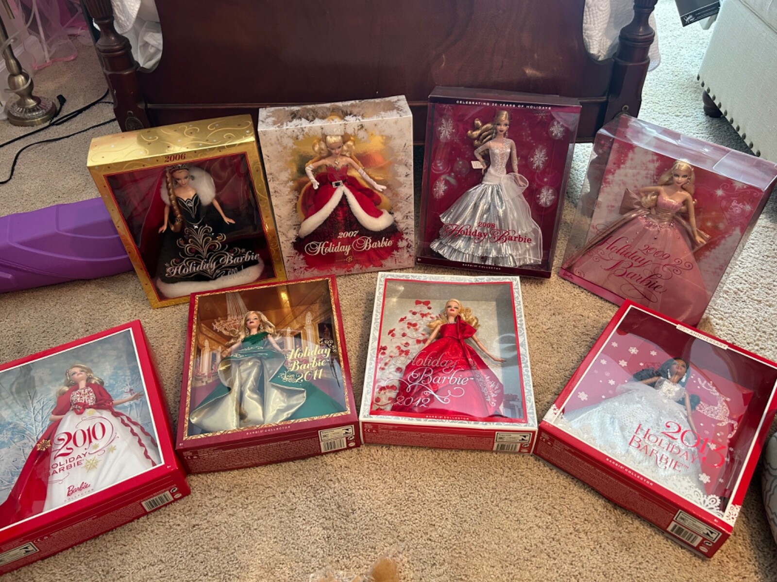 Holiday barbie dolls in box 2006-2013