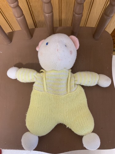 11" Vintage EDEN White Yellow Knit Teddy Bear Baby Stuffed Plush Toy READ - 第 24/24 張圖片