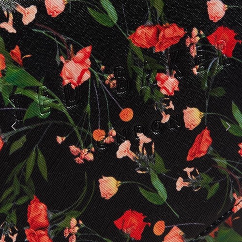 TED BAKER Floral Print Envelope Clutch Bag Black Red Roses Wrist Handle WomenBag - Picture 3 of 5