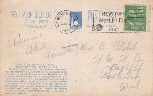 USA 1940 gestempelt New York Weltausstellung 1939 The Star Pylow Vintage - Bild 2 von 2