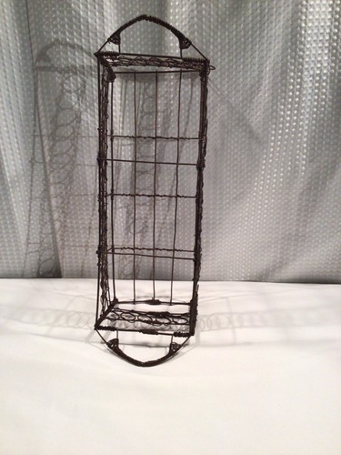Rectangle Primitive Brown Divided Scrolled Wire Basket With Handles - Picture 12 of 12