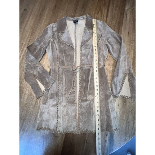 Vintage Wet Seal Suede Jacket Size Large Boho western 70s Whip Stitch fall - Picture 8 of 14
