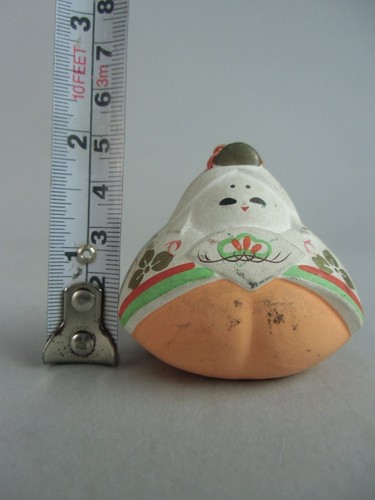 Japanese Clay Bell Dorei Vtg Pottery Hina Doll Hand-painted Kimono Girl DR151 - Picture 4 of 10