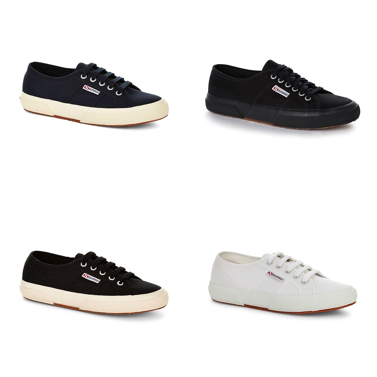 New Superga 2750 Cotu Classic Shoes White Black Canvas Sneakers Men All Sizes New Superga 2750 Cotu Classic Shoes White Black Canvas Sneakers Men All Sizes