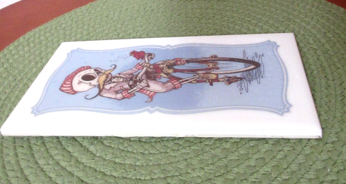 Radfahren Enthusiast / Día Los Muertos Keramik Wandbild Plakette Skelett - Bild 3 von 3