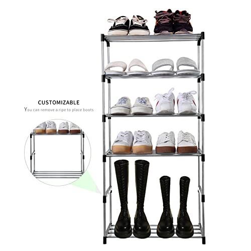 Stackable Small Shoe Rack, Space Saving Storage and Organization (3-Tier, Black) - Imagen 8 de 8