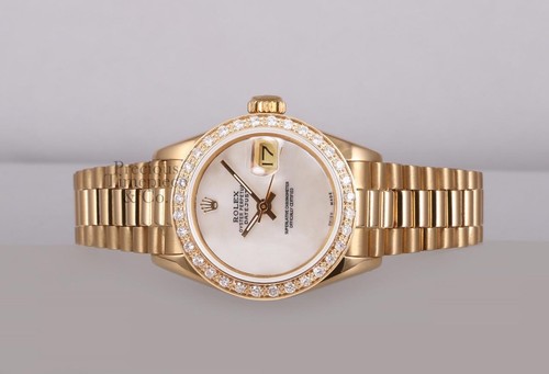 Rolex President Lady 18k Yellow Gold 26mm Watch-Diamond Bezel-White MOP Dial - Picture 4 of 7
