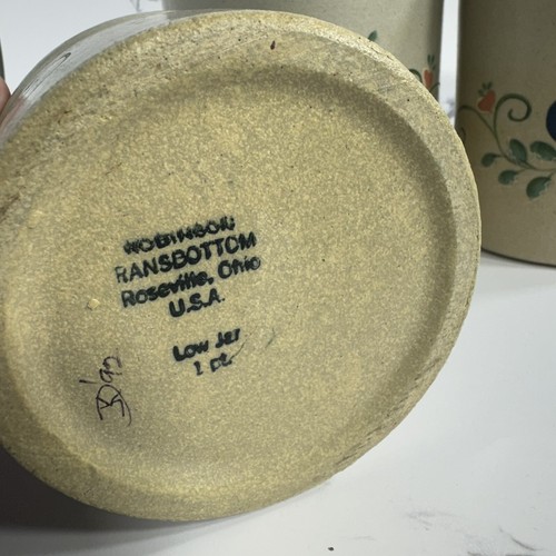 Vintage Robinson Ransbottom Pottery Canister Set of 3 - Blue Hearts 1992 - Picture 4 of 15
