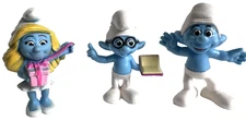 Lot Set of 3 Smurfs 2013 McDonald's Toys Smurfette #15 Brainy and #14 Crazy 3"