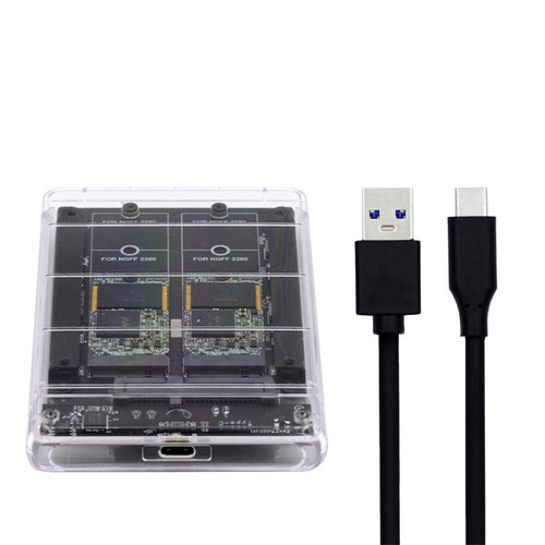 CABLECY Dual NGFF B+M-Key M.2 SSD Card USB3.0 Type-C USB-C 2.5" SATA Enclosure - Picture 12 of 12