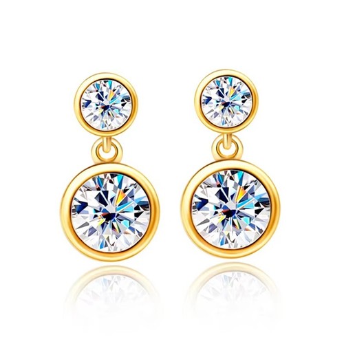 2.6cttw D VVS1 Round Moissanite Bubble Dangle Drop Earrings 925 Sterling Silver - Picture 10 of 16