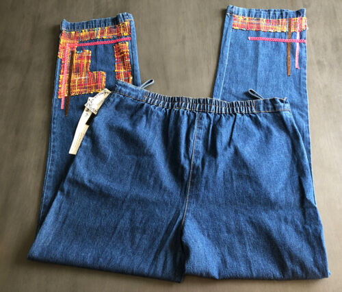 Tantrums Collection Damen Straight Leg Jeans Blau Taschen Bestickt L Neu - Bild 3 von 10