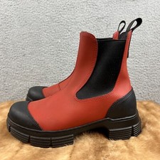 Ganni Recycled Rubber Chelsea City Boot In Red Size 36