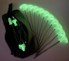 Carp Fishing “Winter Work Night” Luminous T Pegs Kit Night Glo Bivvy Camping Peg