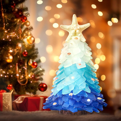 Sea Glass Christmas Tree - Handcrafted Mini Christmas Tree, Table Centerpiece - - Picture 6 of 6