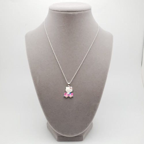 Hello Kitty - Pink Car Pendant Necklace, Brass Fine Silver Plated, Sanrio - Picture 4 of 12