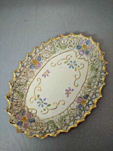 Centrotavola in ceramica artistica realizzato e dipinto a mano in oro vero - Foto 2 di 4