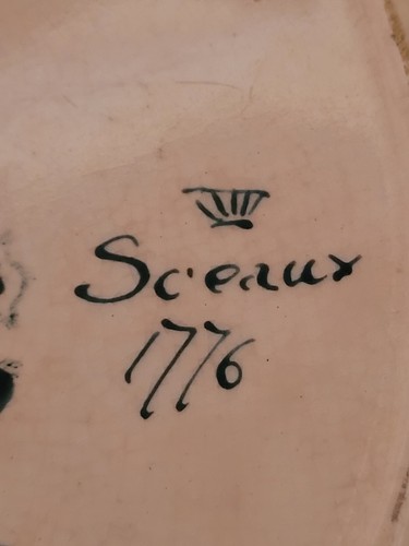 Antiker Sceaux France 6 Teller 19. Jahrhundert Porzellan Schrank handbemalt - Bild 9 von 24