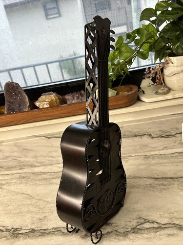 21" Guitar Cage by Epic Products Wine Bottle Cork Holder Rustic Bronze Metal - Picture 3 of 12
