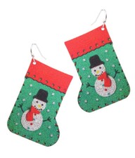 Multi Color Christmas Theme Stocking Snowman Dangle Earrings for Women
