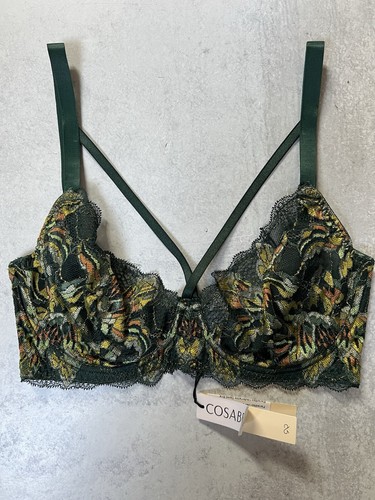 Cosabella Paradiso strappy bra underwire sz 34DD 34E lace semi sheer Green Congo - Picture 3 of 5