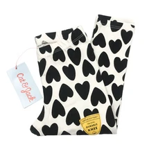 Cat & Jack Toddler Girls Size 2T Pull-On Leggings Black Hearts/White