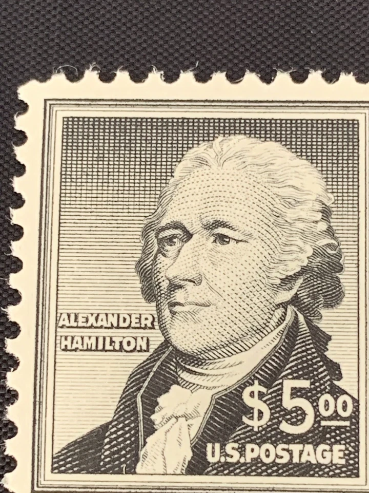 USPS STAMPS Scott #1053 MNH OG XF Single 1956 Alexander Hamilton Black $5 - Image 4 of 4