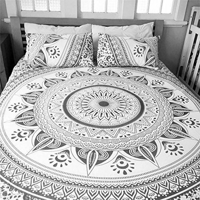 Black And White Omare Mandala Duvet Cover Bohemian Bedding Donna