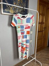 Chanel Colorblock Womens Stretchy White Multicolored Wool Dress Size 40