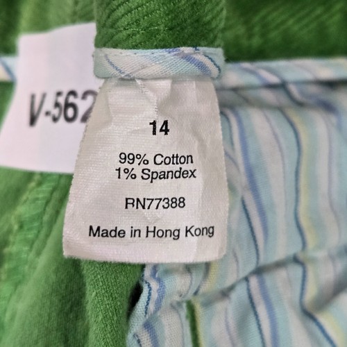 VINTAGE J Crew Women Pants 14 Green Low Fit Corduroy Stretch 29" Inseam Y2K - Picture 3 of 10