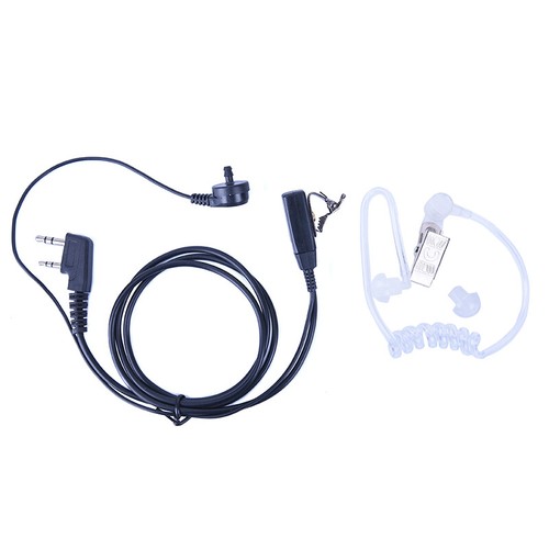FBI Style 2 Pin Radio Walkie Talkie Mic Headset Earpiece Security Air Tube .xh