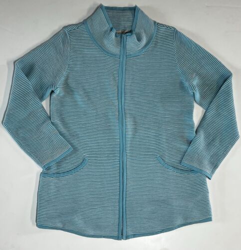 Soft Surroundings Full Zip Corcovado Ribbed Stripe Cardigan Sweater Size Medium - Picture 4 of 9