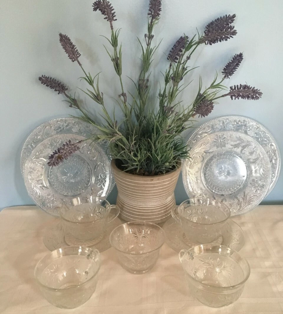 11 Peices of Clear Sandwich Glass