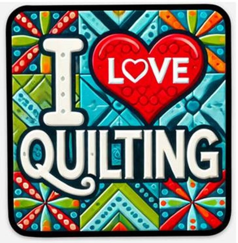 "I LOVE QUILTING" -QUILTER MAGNETS QUILT DRINK COASTERS QUILT BUTTONS KEYCHAINS - Picture 4 of 22