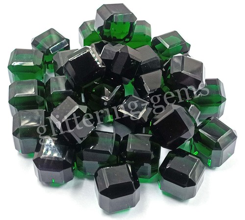 (ONLY 1 PIECE) Green Moldavite Natural 50-55 Ct Faceted Cubic Cut Loose Gems 25C - Picture 5 of 14