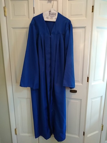 JOSTEN'S Graduation Gown Robe Size 6'4" - 6'6" Royal Blue Front Zip Unisex Tall - Picture 1 of 9