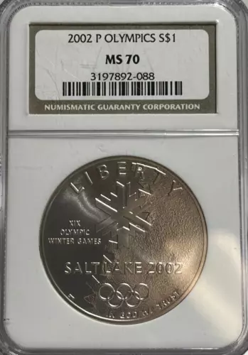 2002 P OLYMPICS  SILVER COMMEMORATIVE DOLLAR $1 NGC MS 70