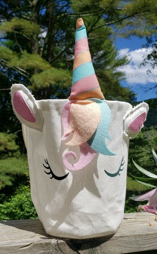 Canvas Einhorn Korb • Ostern • Pflanzkübel Abdeckung • Tasche - Bild 1 von 3