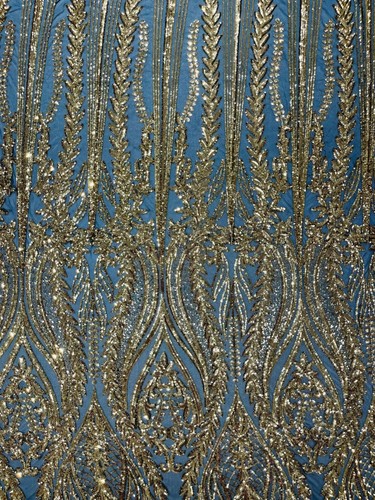 Damask design with sequins embroider on a 4 way stretch mesh fabric. - Picture 43 of 93
