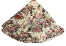 Vintage CROSCILL TABLECLOTH Round 70" FLORAL Pattern Brocade Cotton Polyester