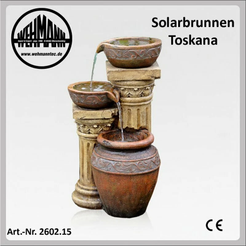 Solarbrunnen Toskana Solarspringbrunnen Kaskade Brunnen Solar-Brunnen - Bild 2 von 4
