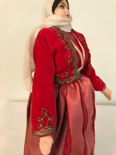 Vintage Hungarian Cloth Doll in Traditional Folk Dress with Stand 12" - Picture 8 of 9