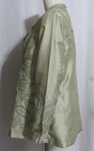 NEW Womens Ladies COLDWATER CREEK Green Silk Embossed Jacket & Sleeveless Top M - Picture 5 of 7