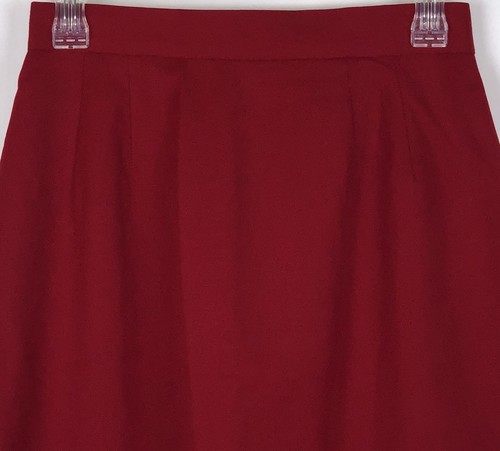Women's Skirt Size 8 Red Lined 100% Wool Hidden Zipper Straight 4" Slit by KGR - Picture 4 of 6
