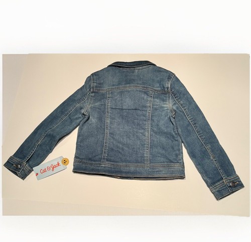 Cat & Jack Blue Denim Jacket Button Up Girls Size 4T Toddler Snap Closure - Picture 2 of 6