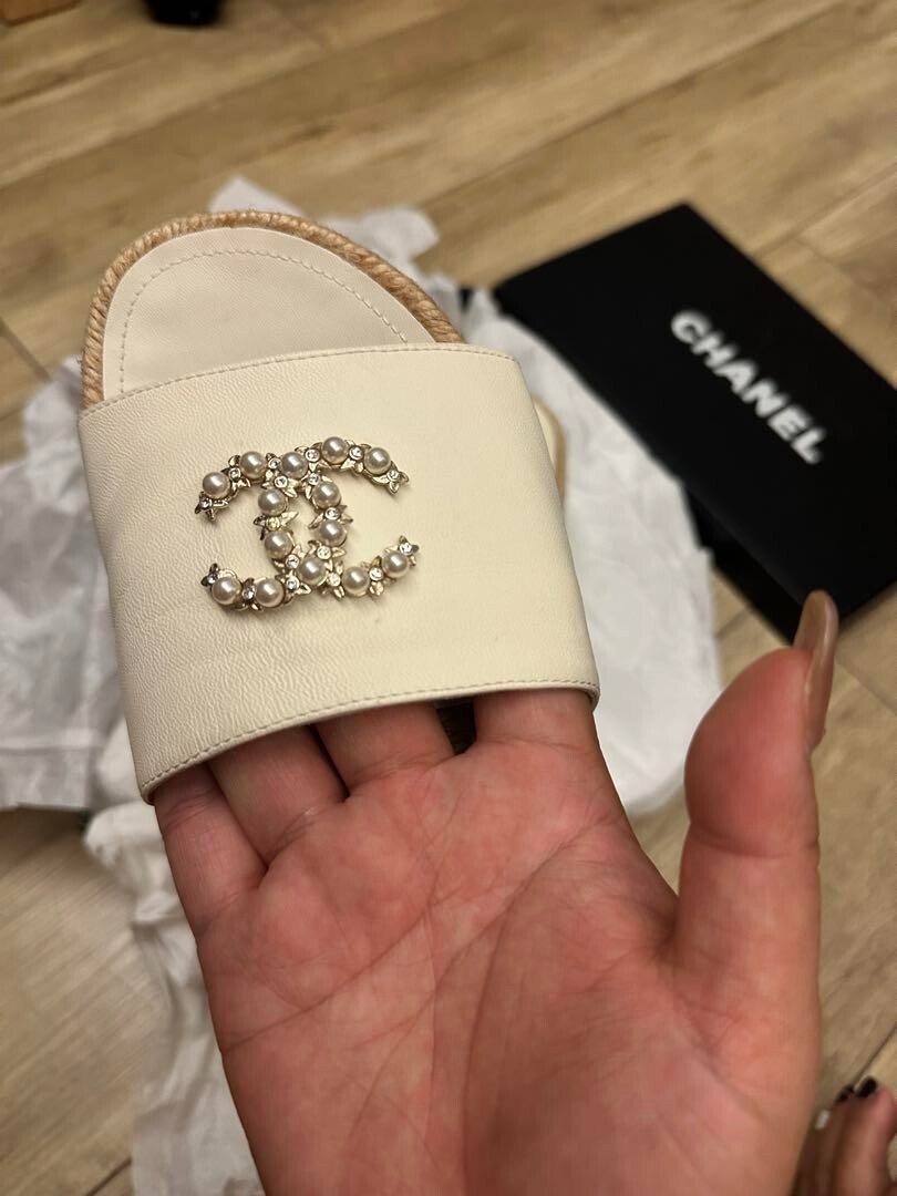 CHANEL Pearl Bijou COCO MARK Sandals Mules Pumps Shoes Women