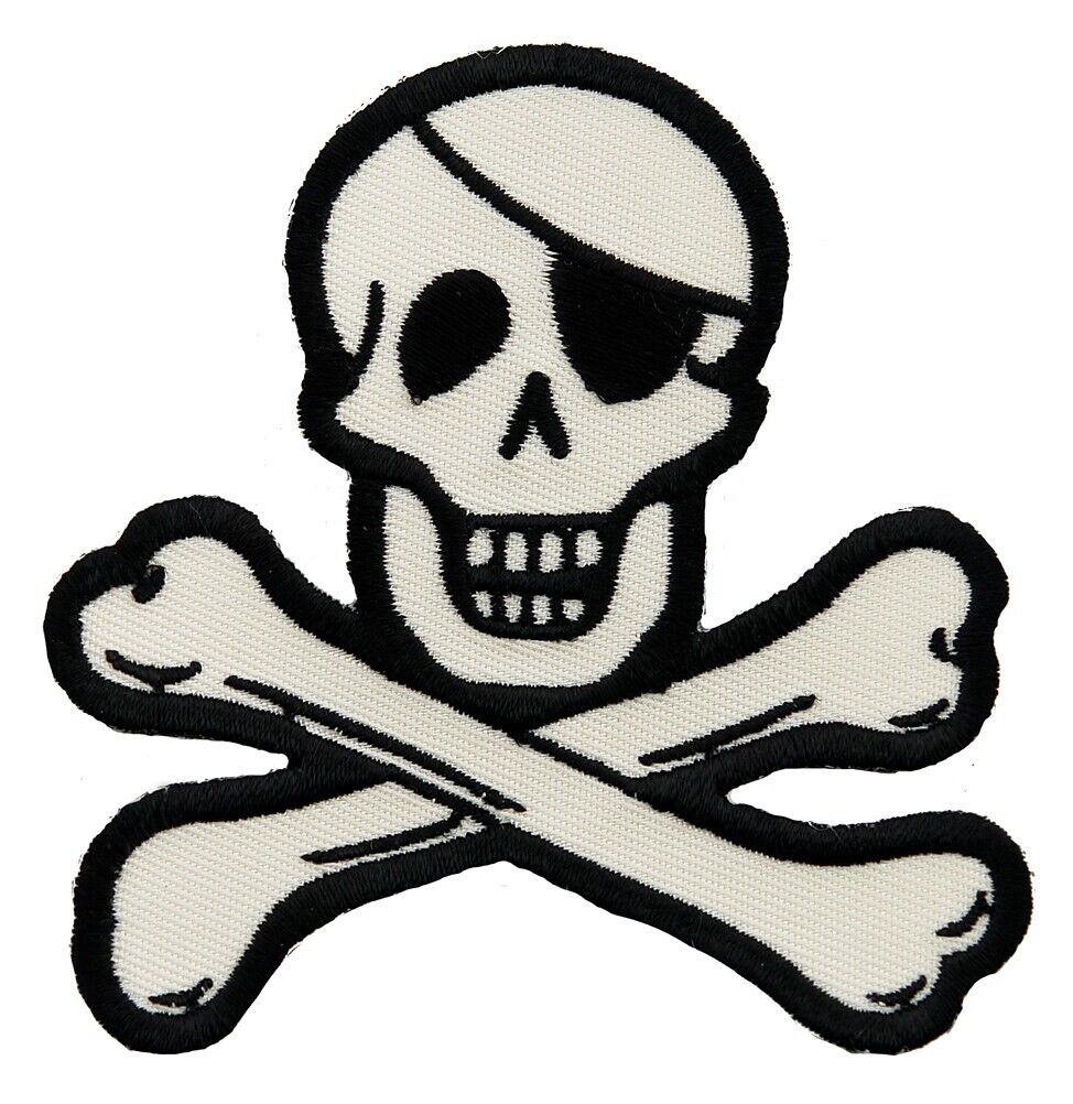 PIRATE LOGO PATCH Skull Crossbones JOLLY ROGER SKELETON