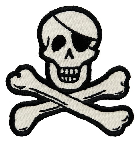 PARCHE LOGO PIRATA Calavera Huesos Cruzados JOLLY ROGER SKELETON Bordado Planchado NUEVO - Imagen 1 de 4